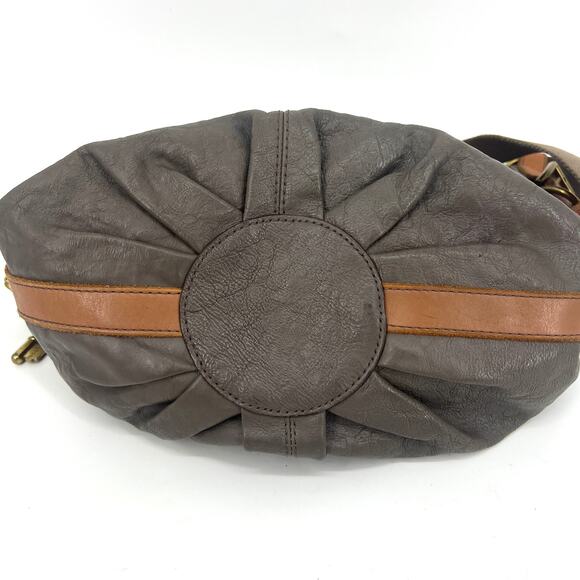 Fossil Vintage Reissue Maddox Gray Leather Drawstring Purse Bag - Picture 6 of 9